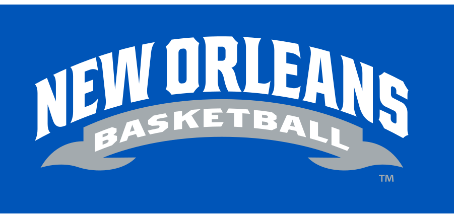 New Orleans Basketball wordmark, white on blue variant, cell 54