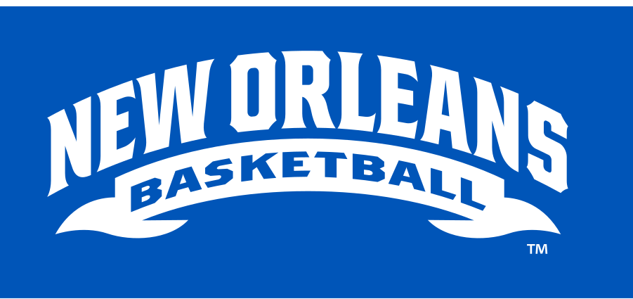 New Orleans Basketball wordmark, white outline on blue variant, cell 56