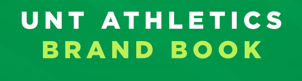 UNT Athletics wordmark, white and light green on green background variant