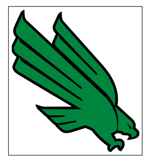 UNT Diving Eagle mark, two color, green and black on white background variant, cell 1