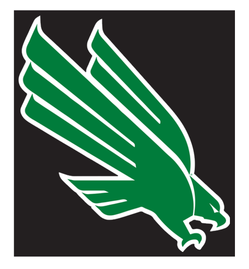 UNT Diving Eagle mark, two color, green and white on black background variant, cell 3