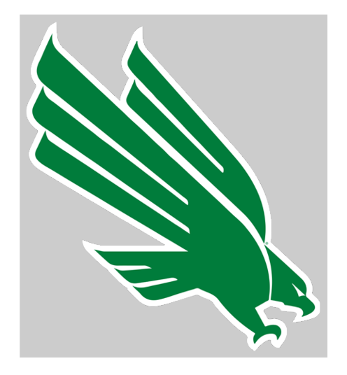UNT Diving Eagle mark, two color, green and white on gray background variant, cell 4