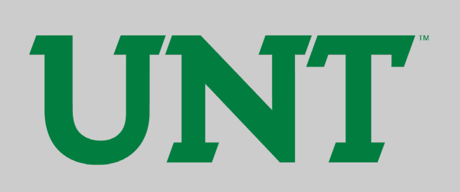 UNT wordmark, green on gray variant