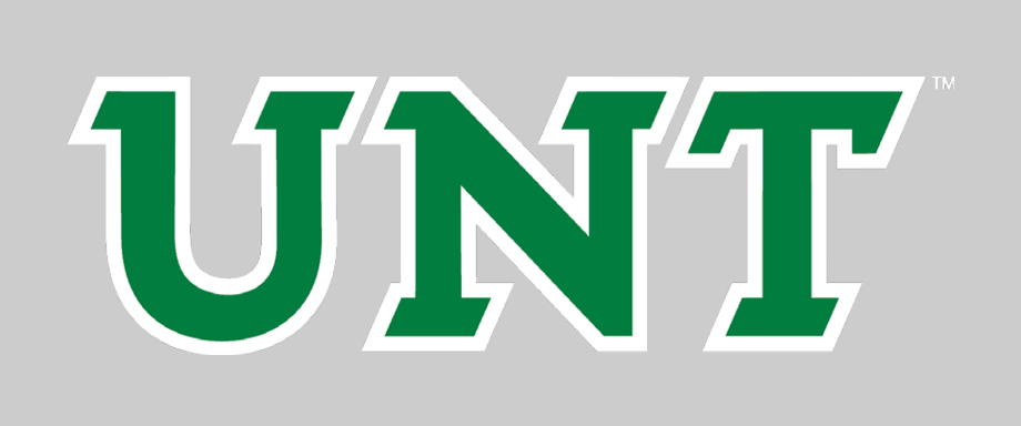 UNT wordmark, green with white outline variant