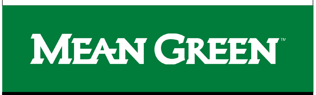MEAN GREEN wordmark, single lined, white on green variant