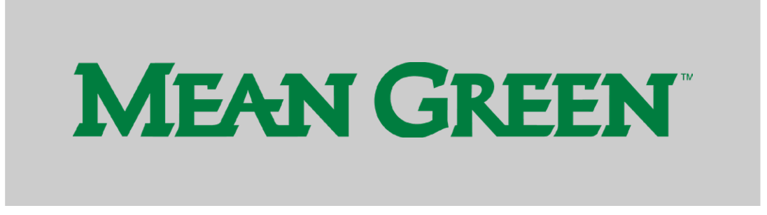 MEAN GREEN wordmark, single lined, green on grey variant