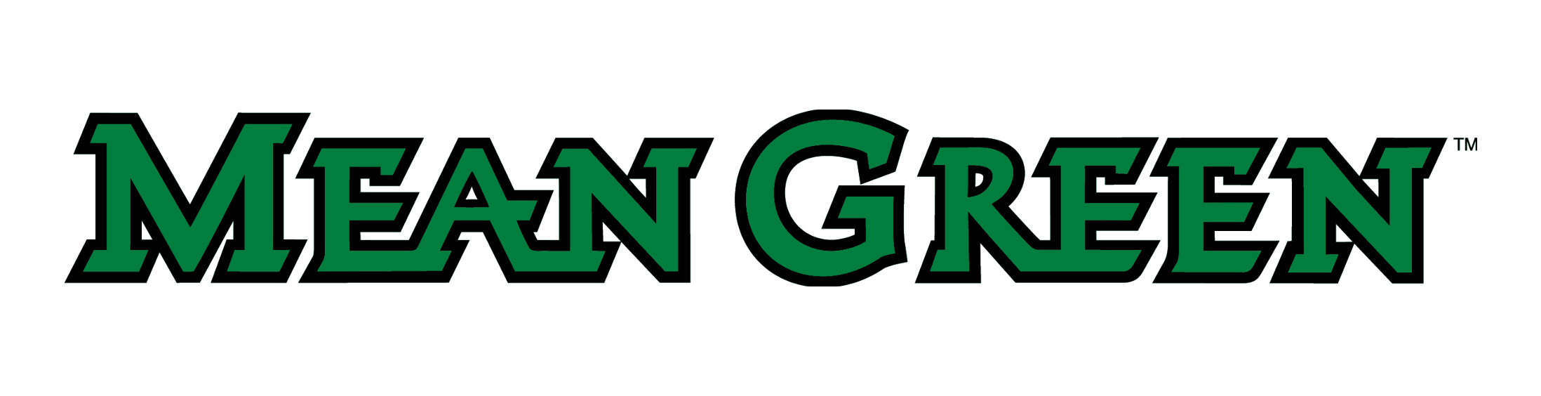 Mean Green wordmark, single lined, two color variant