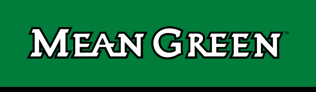 MEAN GREEN, single lined, white text with black outline variant