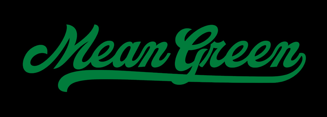 Mean Green Script Wordmark, green on black variant