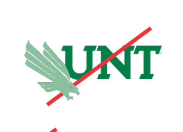 UNT lettermark, incorrect usage stretched variant