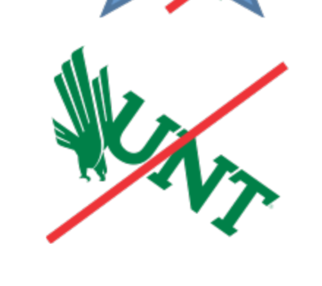 UNT lettermark, incorrect usage rotated variant