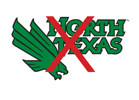 North Texas wordmark with eagle head, discontinued variant