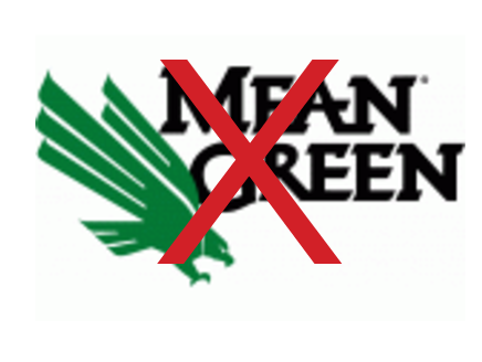 Mean Green wordmark with eagle head, discontinued variant