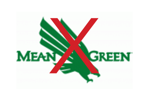 Mean Green wordmark with eagle head, discontinued variant