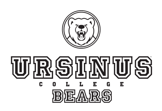 Ursinus College Bears logo with mascot, black and white variant, cell 10
