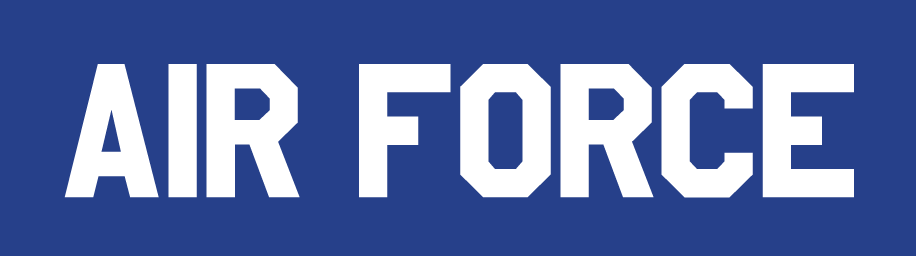 AIR FORCE wordmark, white on blue variant, cell 8