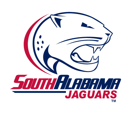 Jaguar head with South Alabama Jaguars wordmark, full color variant, cell 1