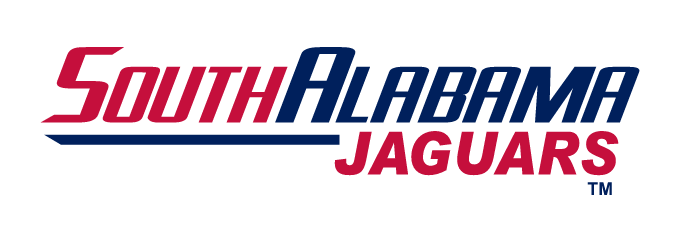 South Alabama Jaguars wordmark, red/blue variant, cell 33