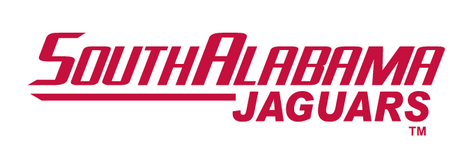 South Alabama Jaguars wordmark, red variant, cell 34