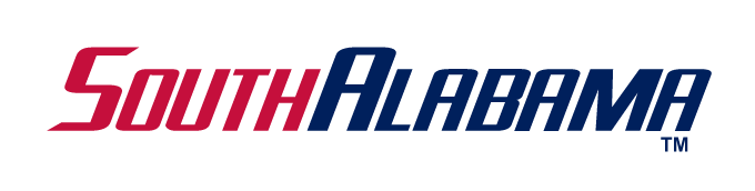 South Alabama wordmark, red/blue variant, cell 36