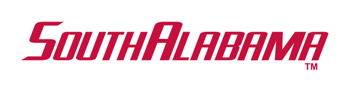 South Alabama wordmark, red variant, cell 37