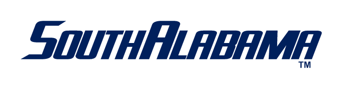 South Alabama wordmark, blue variant, cell 38