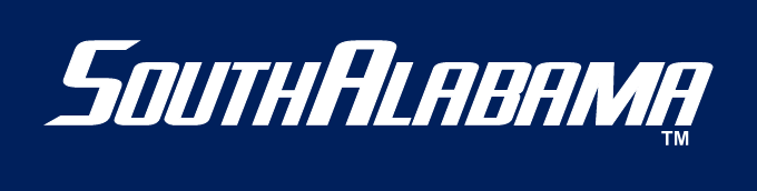 South Alabama wordmark, white variant, cell 70