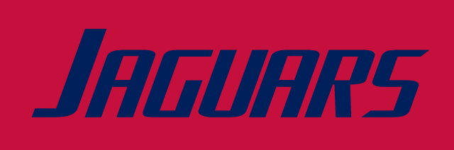 Jaguars wordmark, blue/red outline variant, cell 54