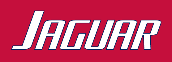 Jaguar wordmark, white/blue outline variant, cell 57