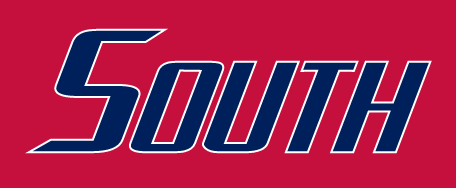 South wordmark, blue/white outline variant, cell 67
