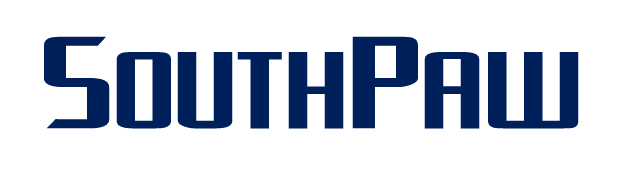 SouthPaw wordmark, blue variant, cell 52