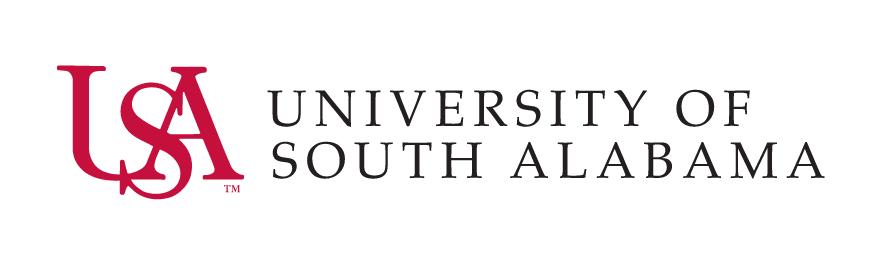 USA University of South Alabama, red/black horizontal lockup variant, cell 90