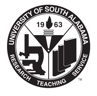 University of South Alabama Seal, black variant, cell 102