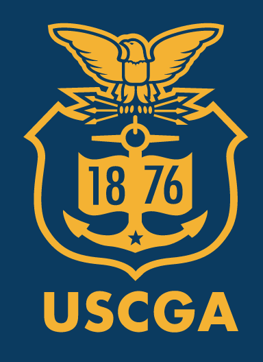 USCGA shield logo, gold and blue on dark background variant, cell 7