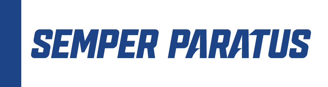 SEMPER PARATUS wordmark, blue variant, cell 16