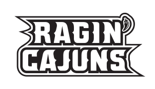 Ragin' Cajuns stacked logo, black/white variant, cell 2