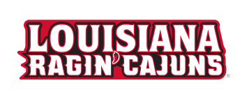 Louisiana Ragin' Cajuns stacked logo, red/black variant, cell 3