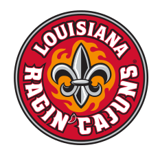 Louisiana Ragin' Cajuns circular logo, red/black variant, cell 13