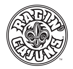 Ragin' Cajuns circular logo, black/white variant, cell 16