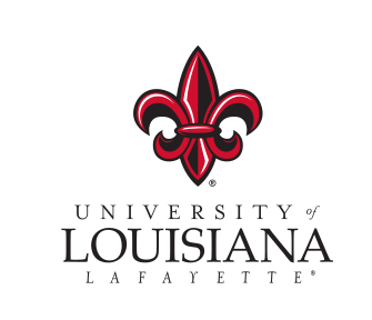 University of Louisiana at Lafayette logo, stacked, color variant, cell 32