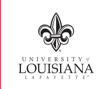 University of Louisiana at Lafayette logo, stacked, black variant, cell 34