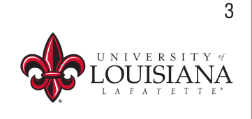 University of Louisiana at Lafayette logo, horizontal, color variant, cell 36