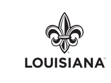 Louisiana sans serif logo, stacked, black variant, cell 61