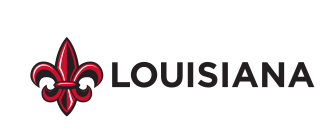 Louisiana sans serif logo, horizontal, color variant, cell 63