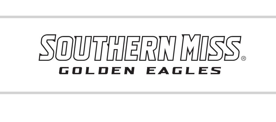 Southern Miss Golden Eagles wordmark, white outline variant, cell 15