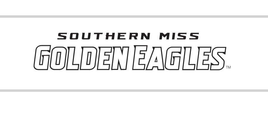 Southern Miss Golden Eagles wordmark, white outline variant, cell 16