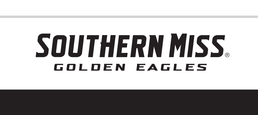 Southern Miss Golden Eagles wordmark, black and white variant, cell 17
