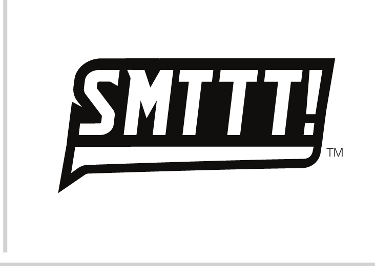 SMTTT! wordmark, black and white variant, cell 41