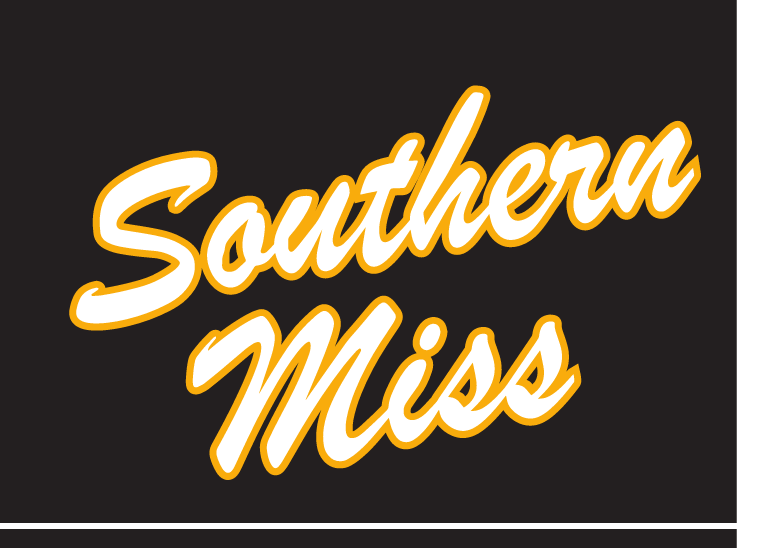 Southern Miss script, full color on black variant, cell 49