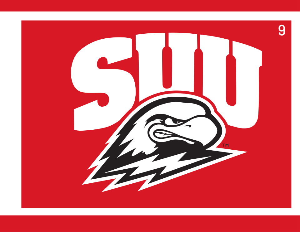 SUU combination mark, white/black on red variant, cell 9